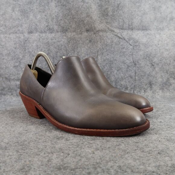Fortress of Inca Shoes Womens 38 Bootie Madeline Leather Grey Slip On Block Heel - Picture 1 of 15